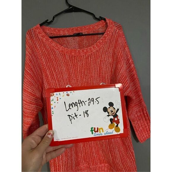 Express Pink Wool Knit 3/4 Sleeve Scoop Neck Sweater Size Medium - Picture 7 of 7